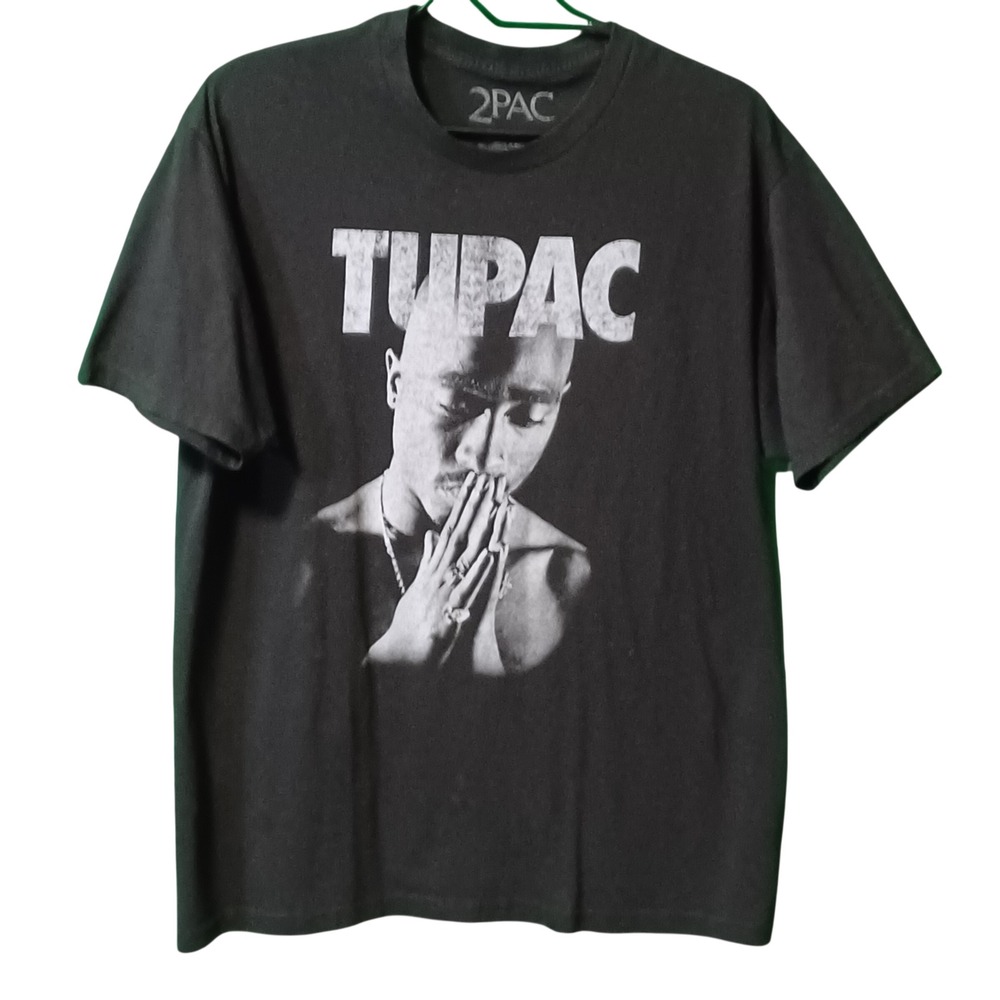 2Pac Shakur Graphic T-Shirt Mens Large‎ Black Short Sleeve Hip Hop Rap Tee 2020